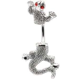  Ruby Red Eyed Chameleon Belly Ring Jewelry