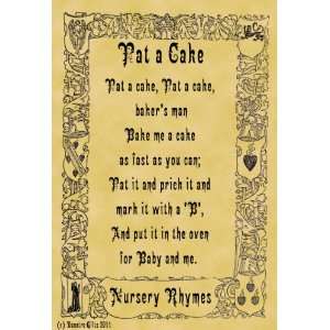  A4 Size Parchment Poster Nursery Rhyme Pat a Cake