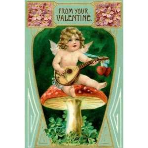  Angel With Mandolin and Mushrooms   Poster (12x18)