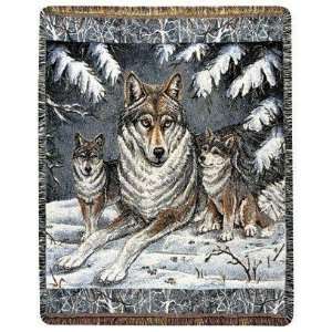  Wolf Pack Mother & Cubs Tapestry Throw Blanket 50 x 60 
