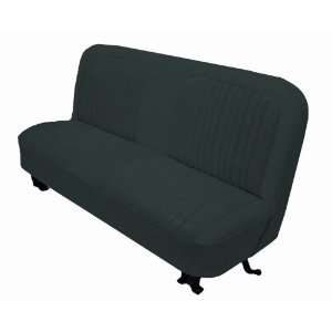   Front Charcoal Leather Bench Seat Upholstery with Pleated Inserts