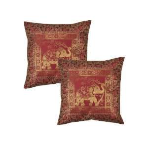  Elephant Design Pillow Cushion Cover Set India Banarsi 