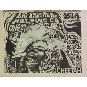  Janis Joplin Original Concert Ad 1967