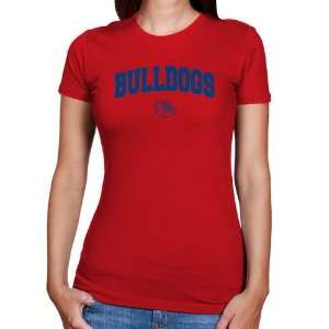 Gonzaga Bulldogs Ladies Red Logo Arch Slim Fit T shirt 