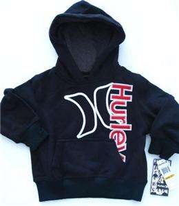 NWT $44 Hurley Boys Black Toddler Pullover Hoodie Sweatshirt Top 3T 