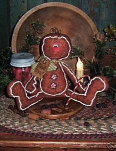 Primitive Gingerbread Man Cookie Ornie Doll Pattern 382  