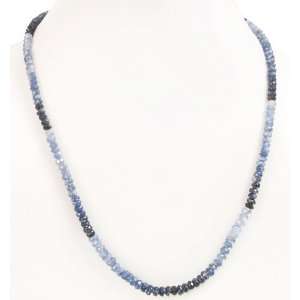 Natural Elegant Single Strand Faceted Shaded Sapphire Beaded Necklace