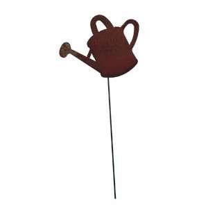   96 Watering Can Rusted Stake Powder Metal Coated Patio, Lawn & Garden