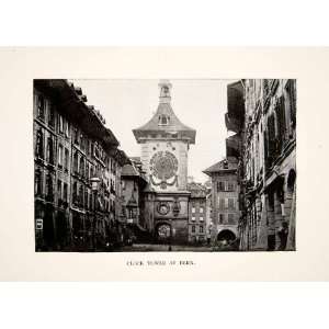 1897 Print Medieval Zytglogge Clock Tower Bern Switzerland Historic 