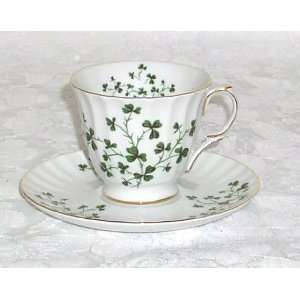 Irish Shamrock Queens 6 oz porcelain cup and saucer   2 pack