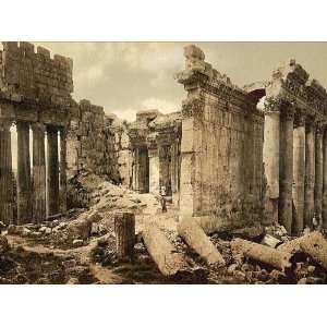 Vintage Travel Poster   Temple of Jupiter the facade Baalbek Holy Land 