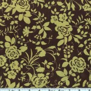  44 Wide 21 Wale Corduroy Floral Basil Fabric By The Yard 