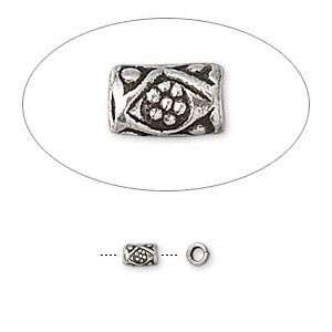  #9113 Bead, sterling silver, 4x3mm round tube with X and 