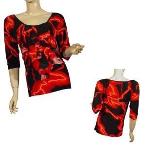  Plus Size 3/4 Sleeve Round Neck Top W/Ruffles Case Pack 6 