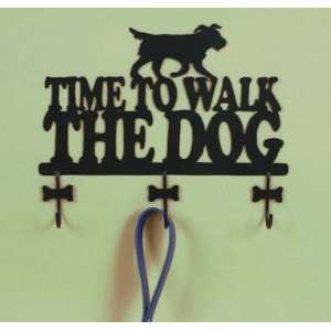  TIME to WALK Dog pet leash metal WALL RACK hooks Office 