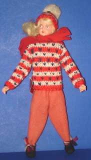 Hilda Ege Doll in Nordic Sweater wTag Norway c1950s  