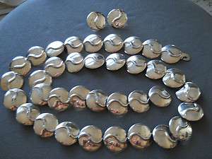 Sterling silver concho belt + earings 37 189 grams  