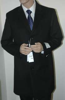 New Mens Black Wool Polyester Blend 3/4 Length Overcoat (pw2 12001 blk 