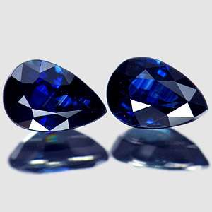   Gems 1.23 Ct. Matching Pair Seductive Blue Sapphire Pear Shape  