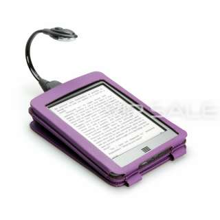 KINDLE TOUCH FLIP PURPLE LEATHER COVER CASE WITH SLIM LED LIGHT  