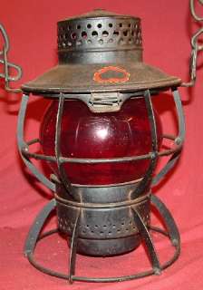   Railroad Lantern w B & O Red Globe Adlake Kero Globe Antique NR  