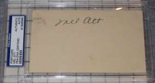 Mel Ott AUTOGRAPH GPC 1952 post card HOF 500hr club PSA  