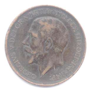 1912. GEORGE V PENNY WITH THE HEATON MINT MARK. GOOD.  