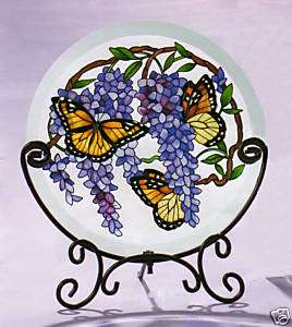 VIOLET WISTERIA & BUTTERFLIES * TABLE TOP PANEL w STAND  