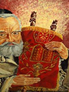 CHAGALL Judaica Jewish Rabbi Prayer Torah Oil Painting  