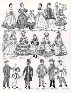 1840s 1860s Costume Patterns Fashion Dolls Civil War  