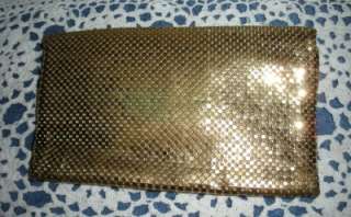Vintage Whiting & Davis Clutch Bag Purse Gold Mesh With Rhinestones 