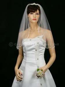 1T White Wedding Bridal Shoulder Rattail Edge Veil  