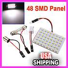 White Light Panel 48 SMD LED + Interior Bulb + T10 + BA9S Adapter Dome 