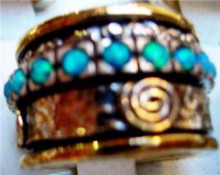 Spinning ring turquoise silver gold spinner ring Israel  