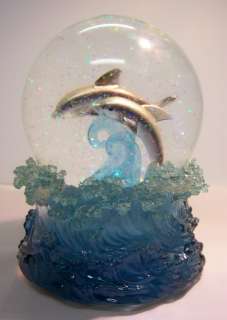 San Francisco Music Box  Dolphins Water Globe  