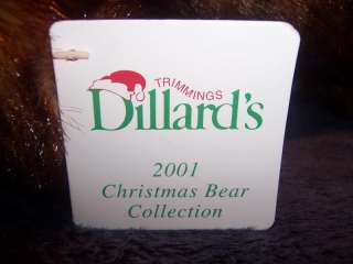 Plush Dillards 2001 Christmas Teddy Bear Collection  