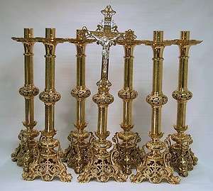   ALTAR CROSS WITH 6 CANDLE STICKS SET (CHALICE CHURCH CO.)  