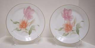 Corning/Corelle Pacifica Dinner Plates Pink Peach Floral Flowers 