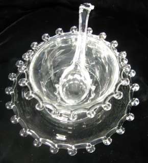 Elegant HEISEY Glass LARIAT 3 Piece MAYO SET Includes Ladle 3 Piece 