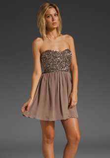 PARKER Beaded Strapless Dress in Mauve  