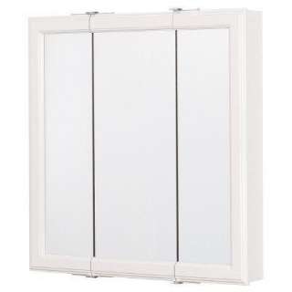 24 in. W Surface Mount Framed Tri View Mirrored Medicine Cabinet in 