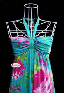 Halter sundress Floral Maxi Dress Bohemia S M SL083B  