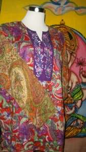 Fair Trade Boho Marrakech Blouse Lined Cotton Voile 2X XXL Hippy 