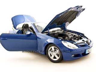 Brand new 118 scale diecast car model of 2004 Mercedes SLK Blue 