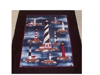 Lighthouse Harbor Lights Cotton Quilt Panel Fabric  