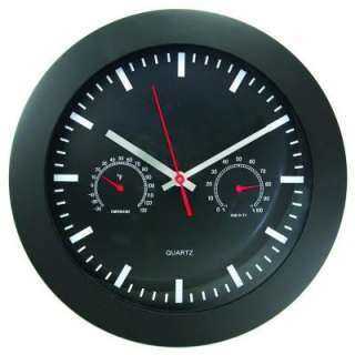   Round Black Frame Black Dial temperature/barometric gauges Wall Clock