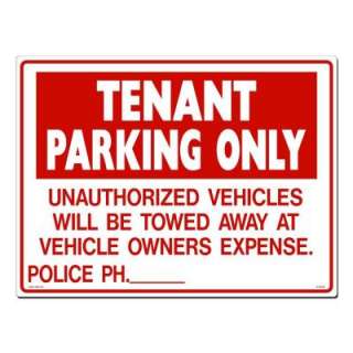 Lynch Sign Co.24 in. x 18 in. Sign Red on White Plastic Tenant Parking 