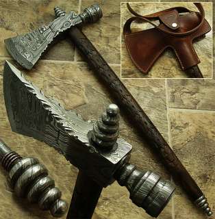   HAND FORGED DAMASCUS PIPE TOMAHAWK KNIFE  FULL INTEGRAL FORGED  