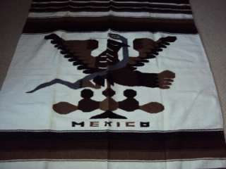 Vtg 1950s SNAKE & EAGLE Mexican LARGE Wool RUG  