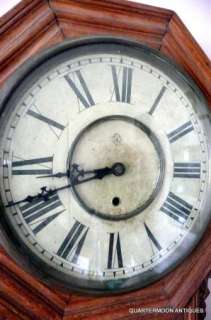 Antique Ansonia Regulator B Oak Wall Clock, 12 Dial, Works  
